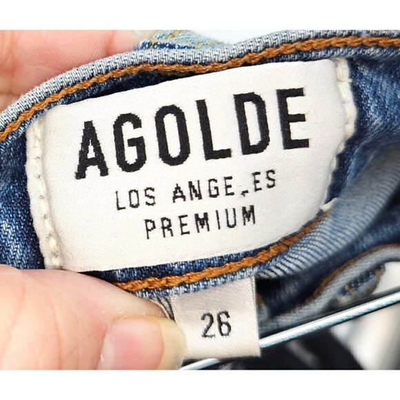 AGOLDE Ruby Super High Rise Jeans 26 Cropped Strght 2 Tone Coastal Cowgirl Rodeo - Picture 8 of 10